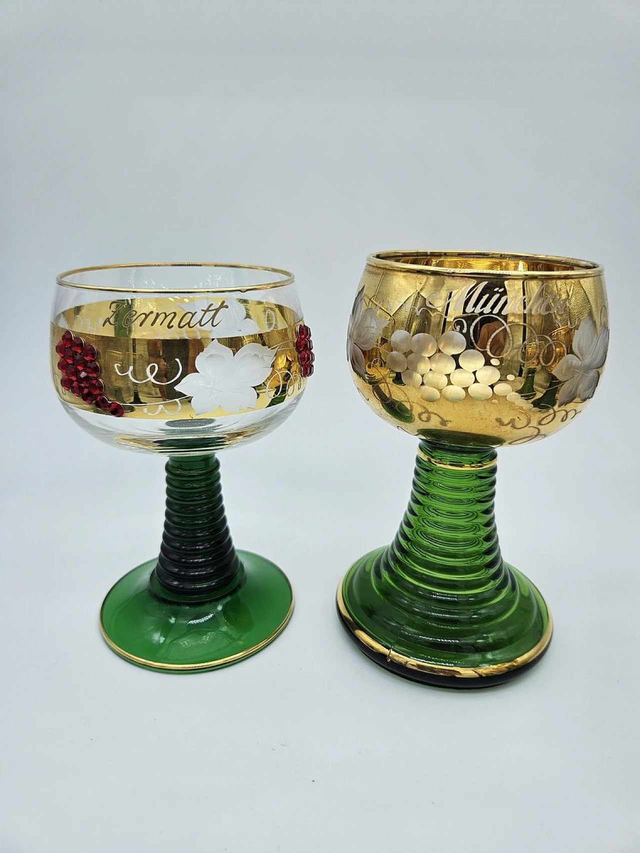Large Decorated and Colored Glass Glasses, Germany, 1960s, Set of 10 17
