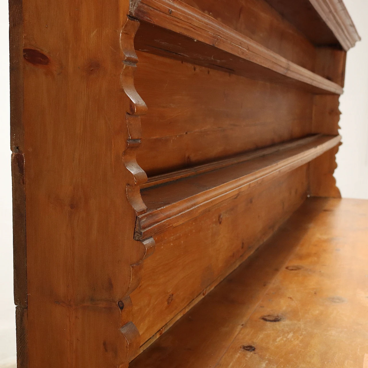 Double-bodied pine sideboard with doors, 5 drawers and risers 8