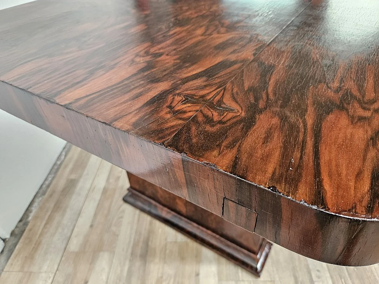 Tavolo da pranzo Art Déco allungabile in noce, anni '30 14