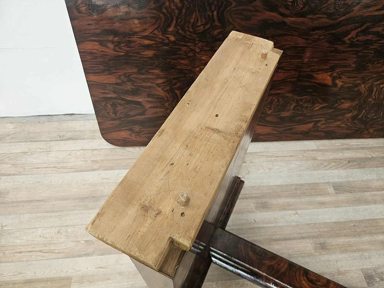 Tavolo da pranzo Art Déco allungabile in noce, anni '30 35