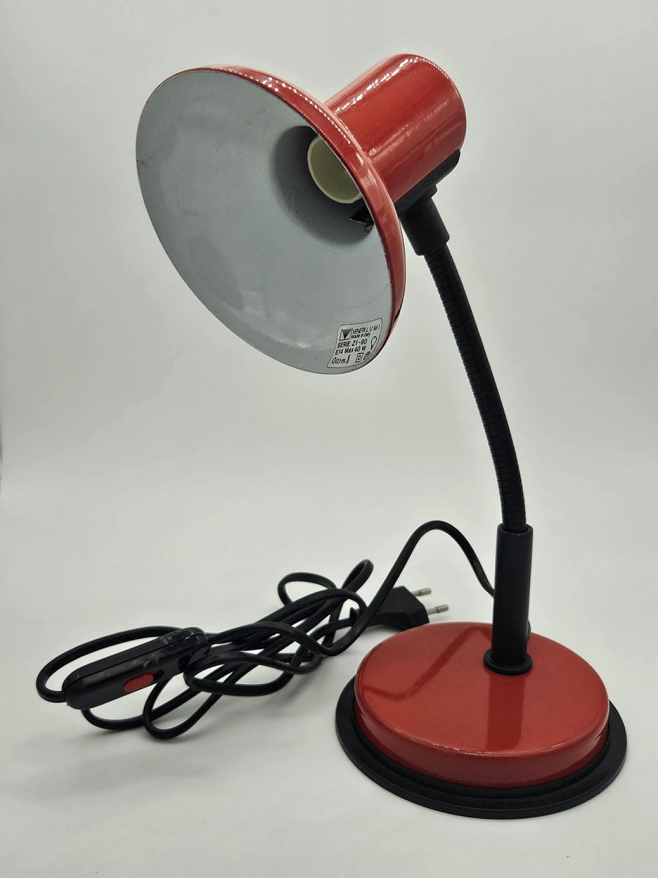 Lampada da tavolo rossa di Veneta Lumi, anni '80 1