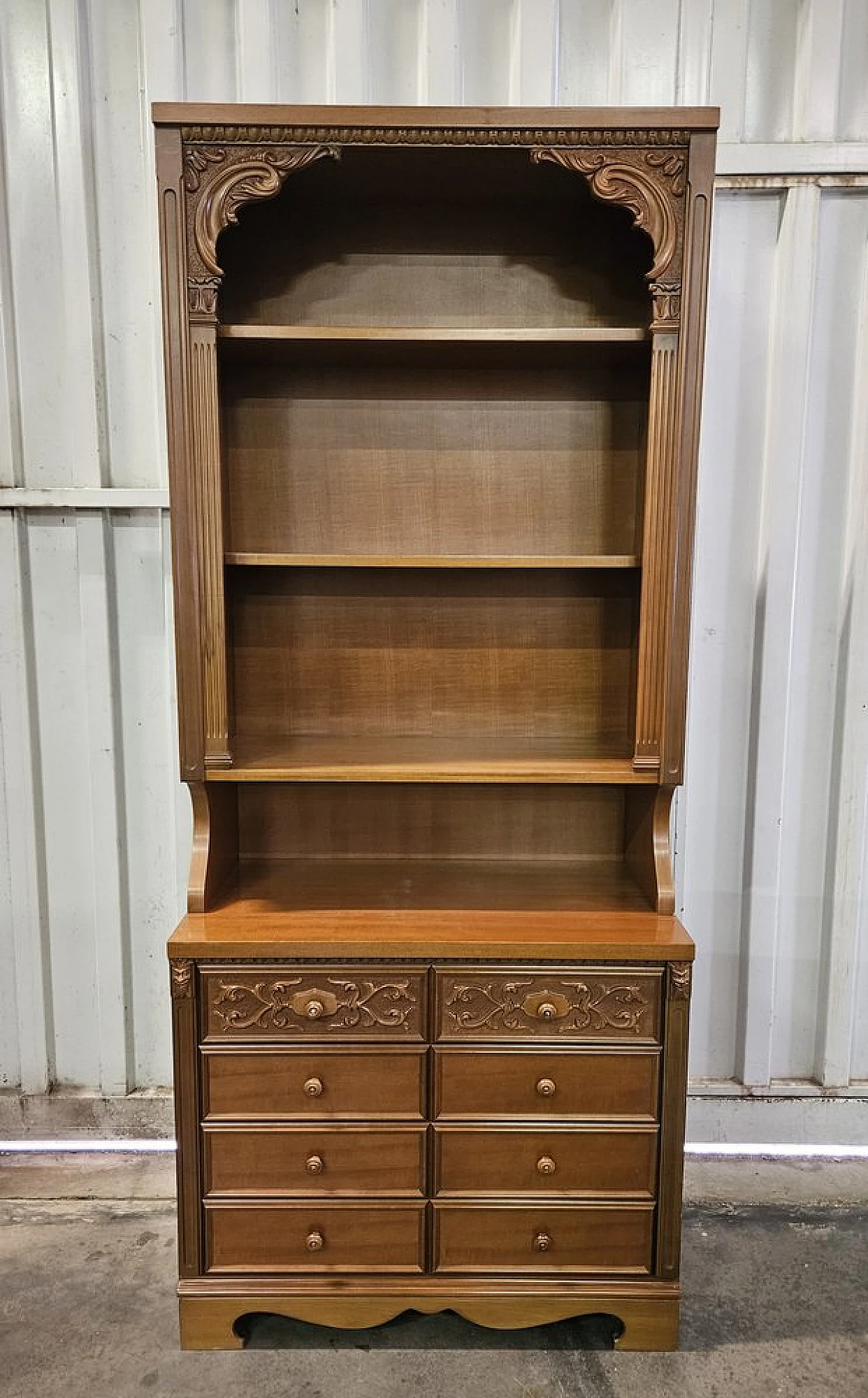 Italian carved wooden sideboard with drawers, 1980 1