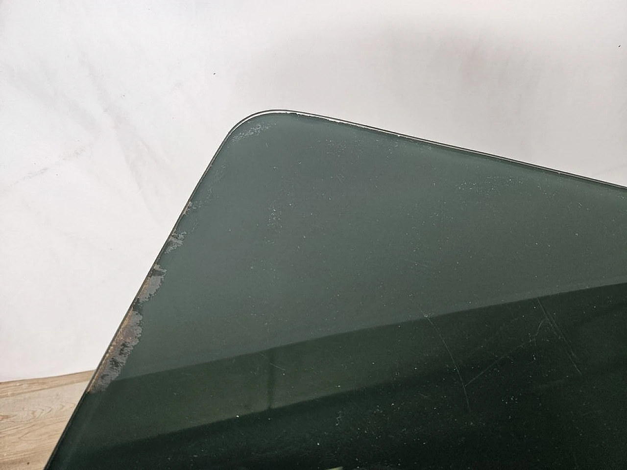 Tavolo da pranzo Mid-Century con ripiano in vetro verde, anni '50 4