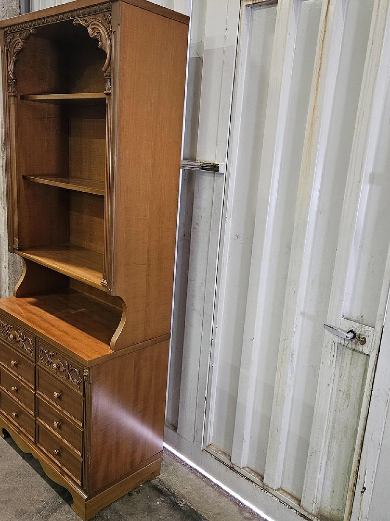 Italian carved wooden sideboard with drawers, 1980 3