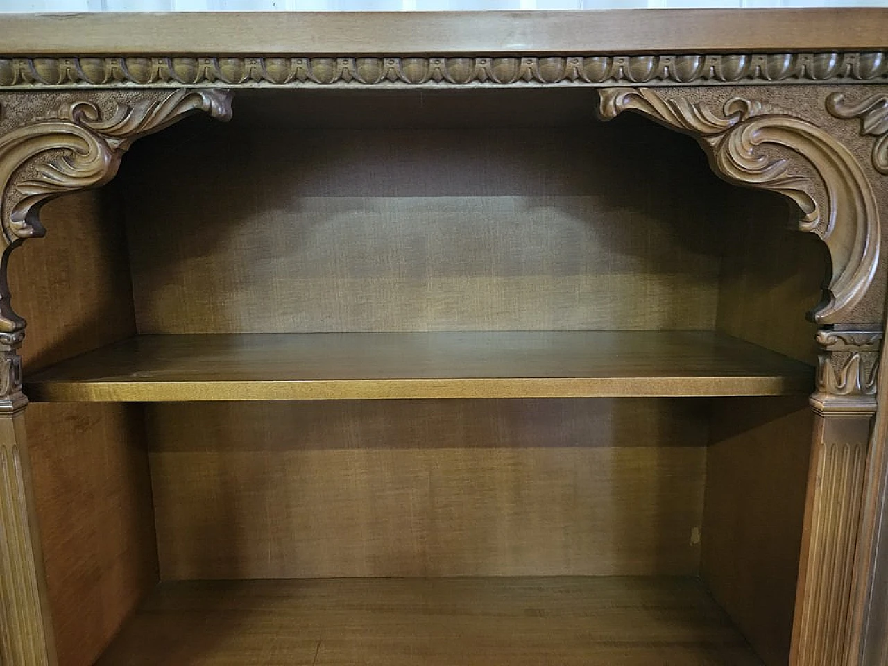 Italian carved wooden sideboard with drawers, 1980 5