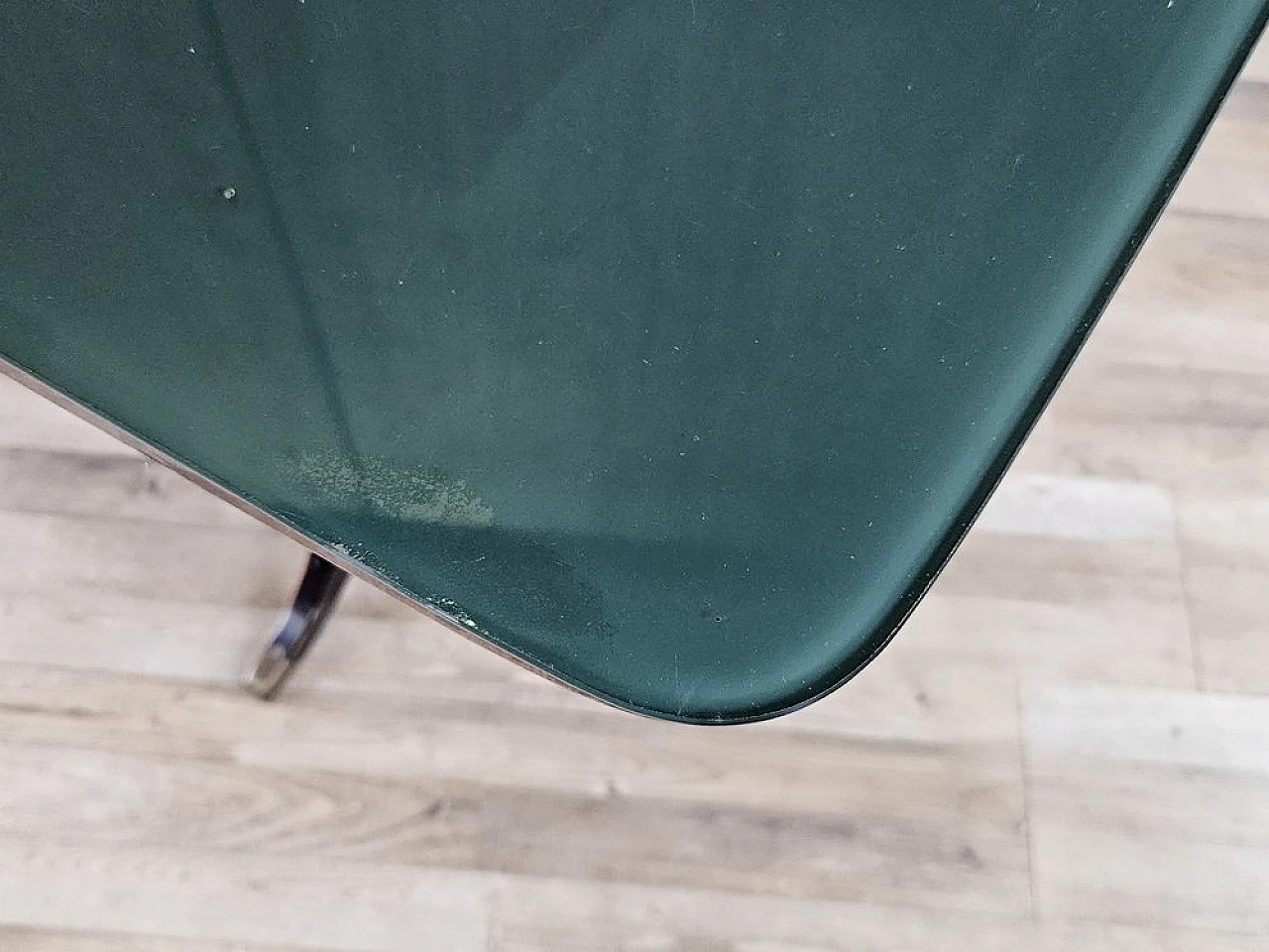Tavolo da pranzo Mid-Century con ripiano in vetro verde, anni '50 9