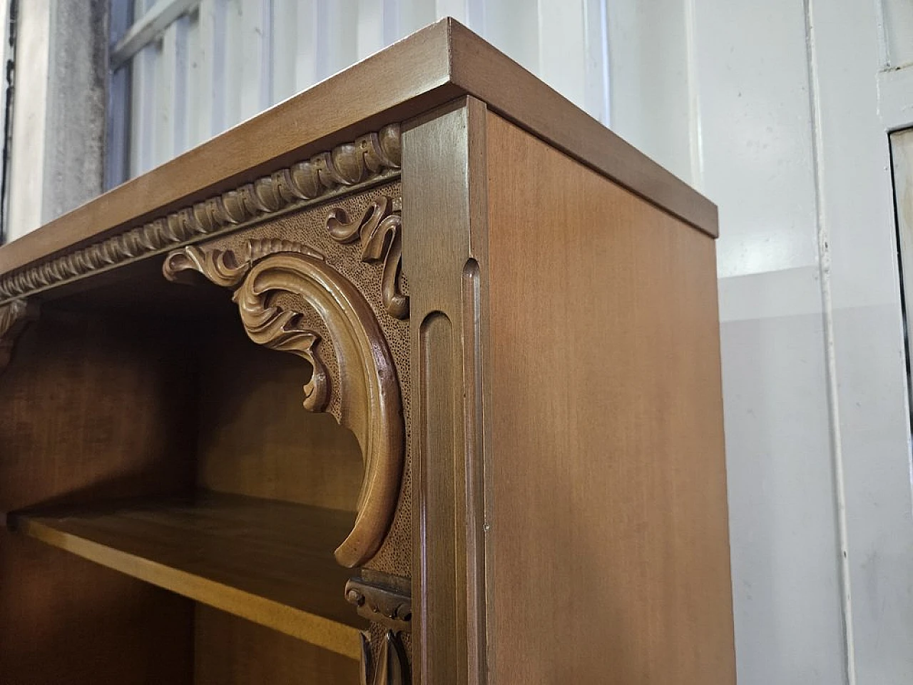 Italian carved wooden sideboard with drawers, 1980 8