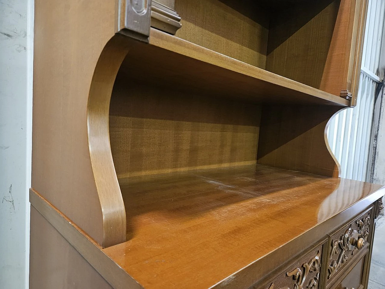 Italian carved wooden sideboard with drawers, 1980 13