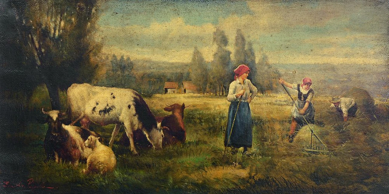 Dipinto di Emilio Pergola, olio su tela con cornice, anni '90 3