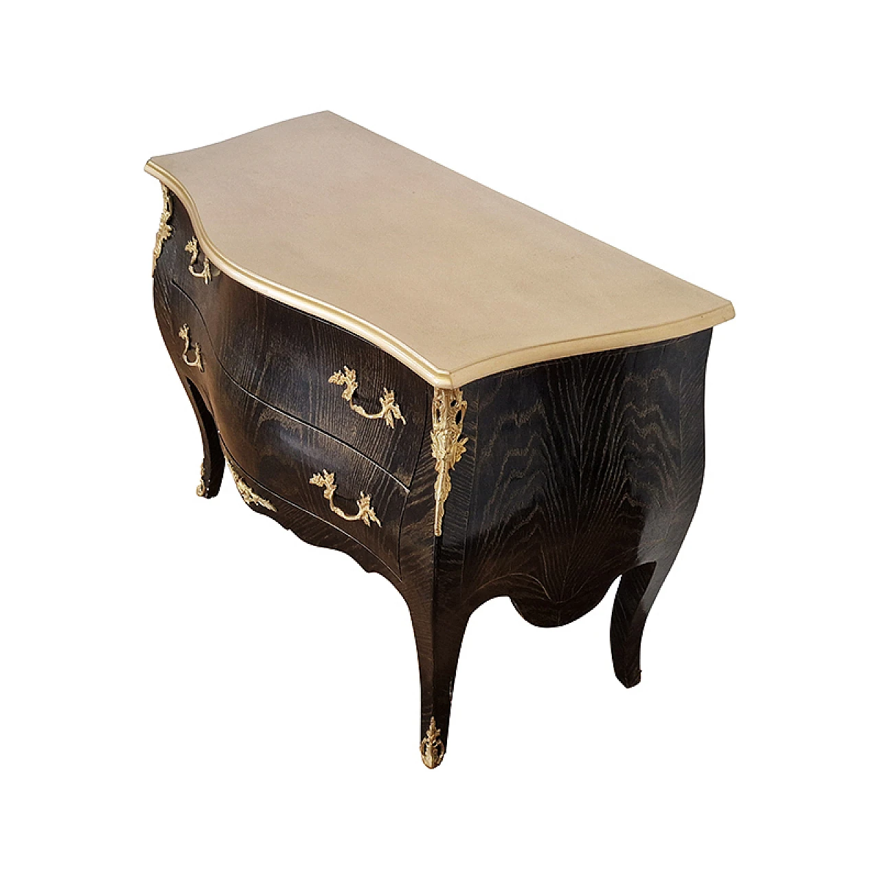 Comò in legno laccato in stile Barocco con decorazioni, anni '80 3