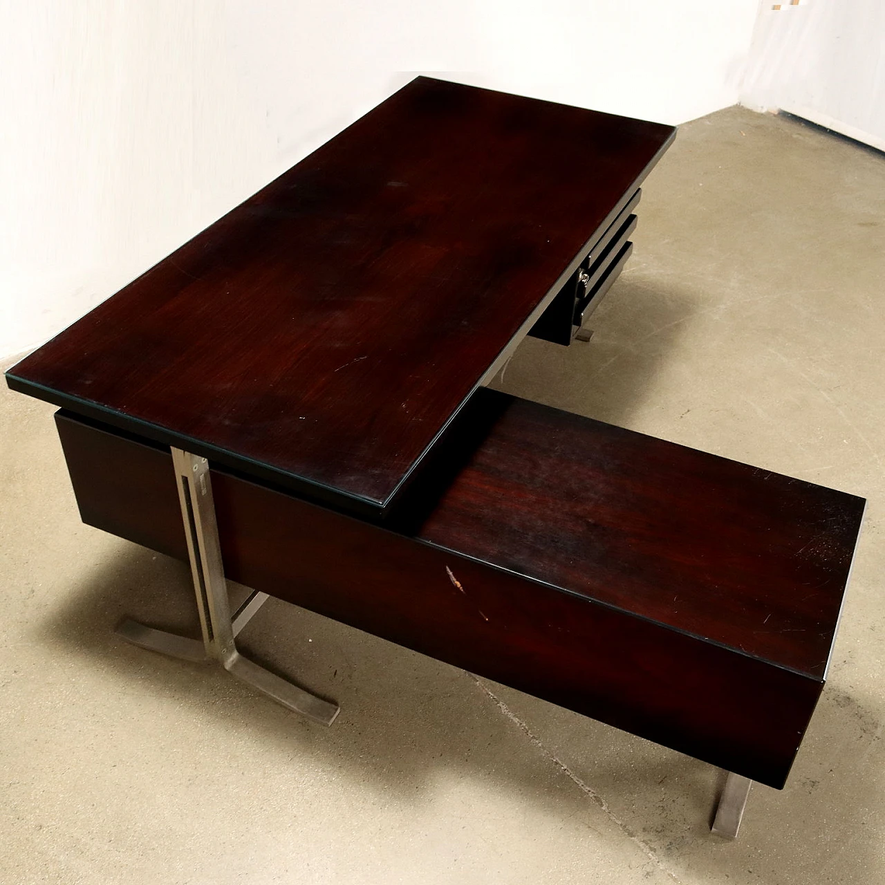 Wood and metal desk by G. Moscatelli for Formanova, 1970s 3