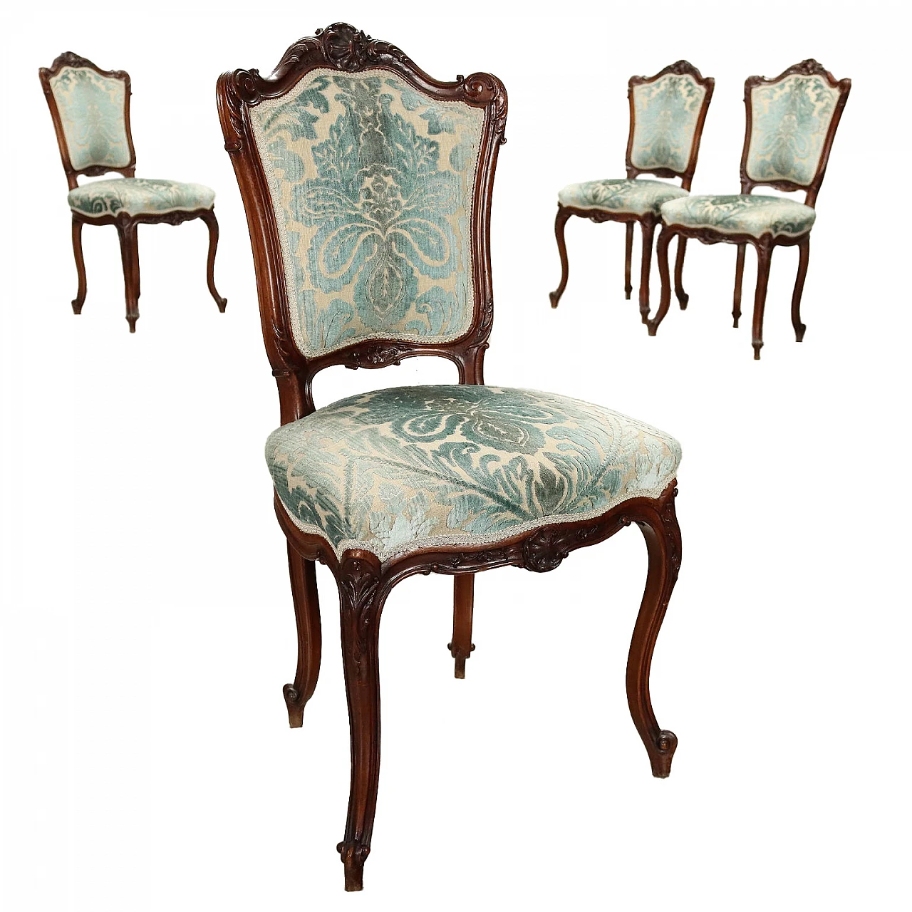 4 Rococo style mahogany chairs, early 20th century 1
