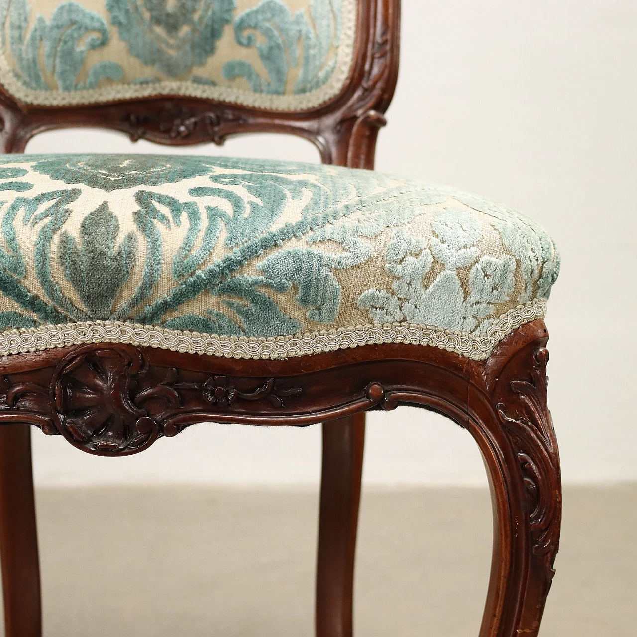 4 Rococo style mahogany chairs, early 20th century 4