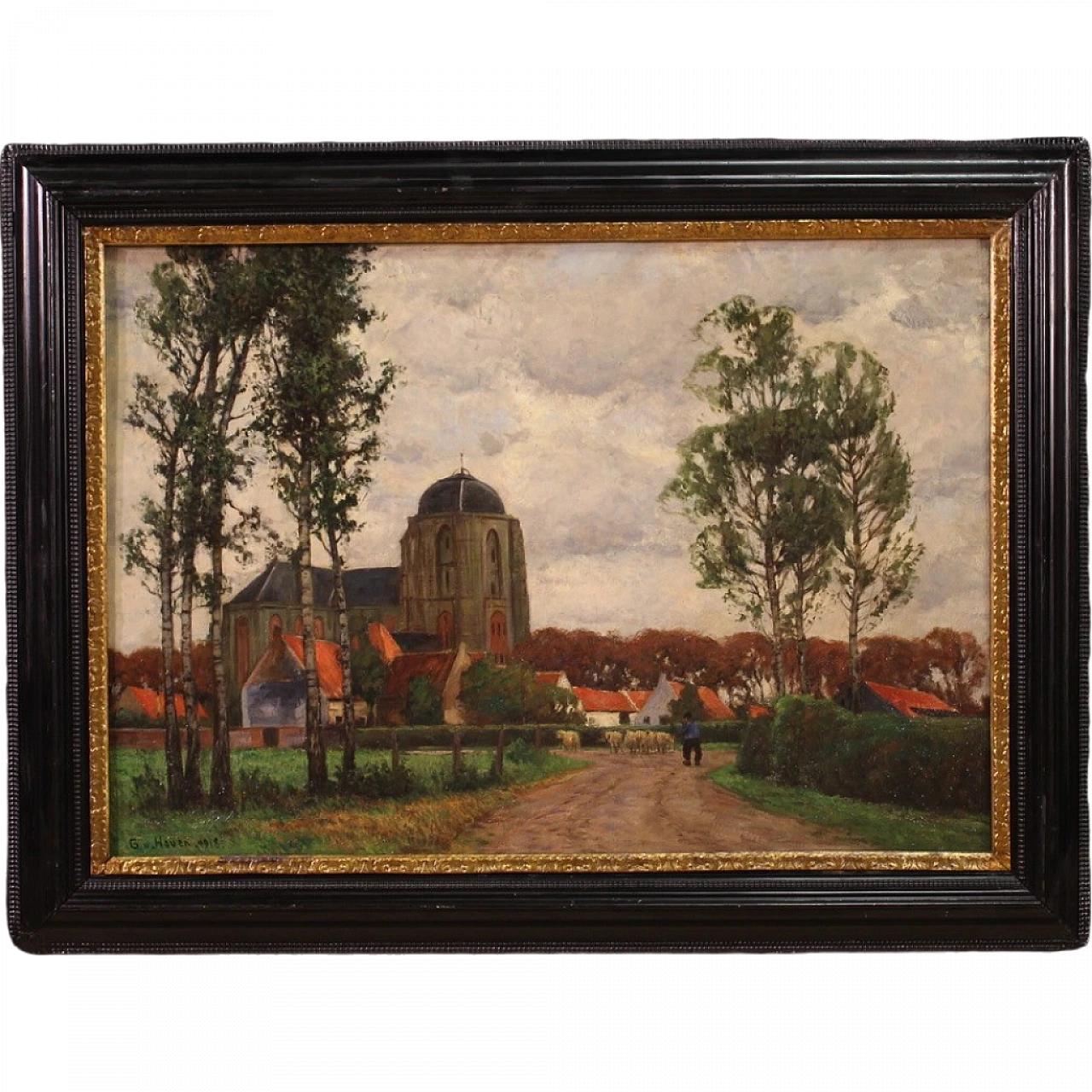 Landscape signed G. V. Hoven, oil on canvas, 1918 16