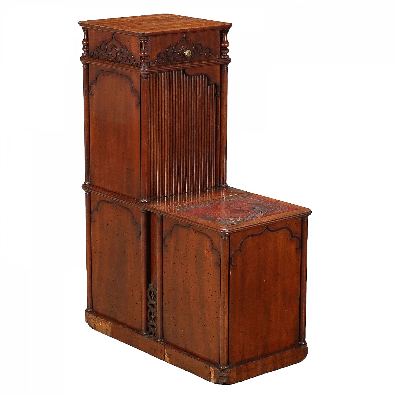 Neo-Gothic mahogany library ladder, late 19th century 1