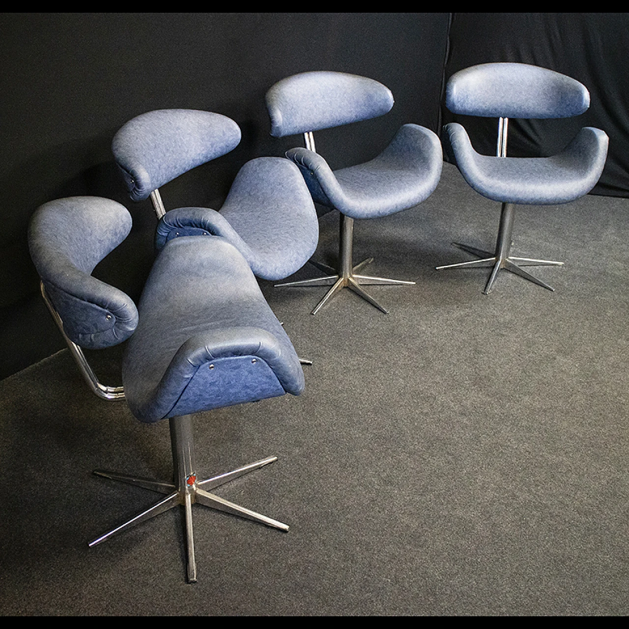 Set di 4 sedie da barbiere parrucchiere vintage anni '60 3