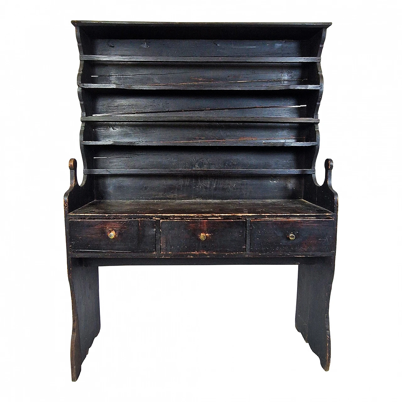 Piattaia inglese in legno con cassetti, '700 1