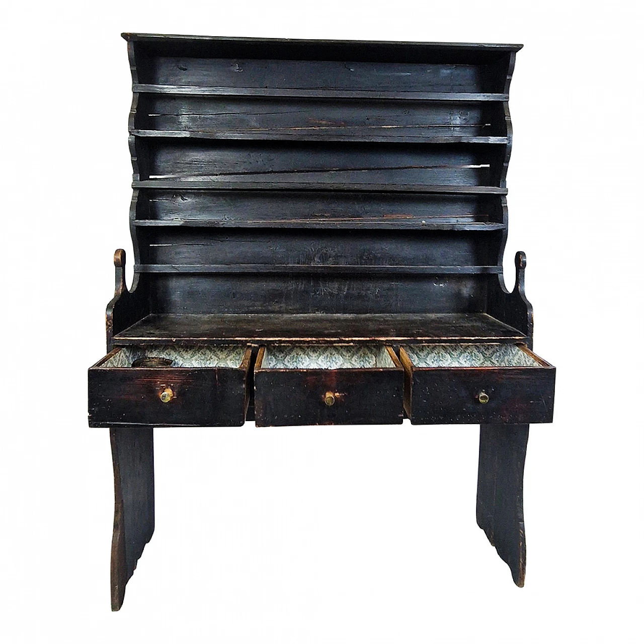 Piattaia inglese in legno con cassetti, '700 7