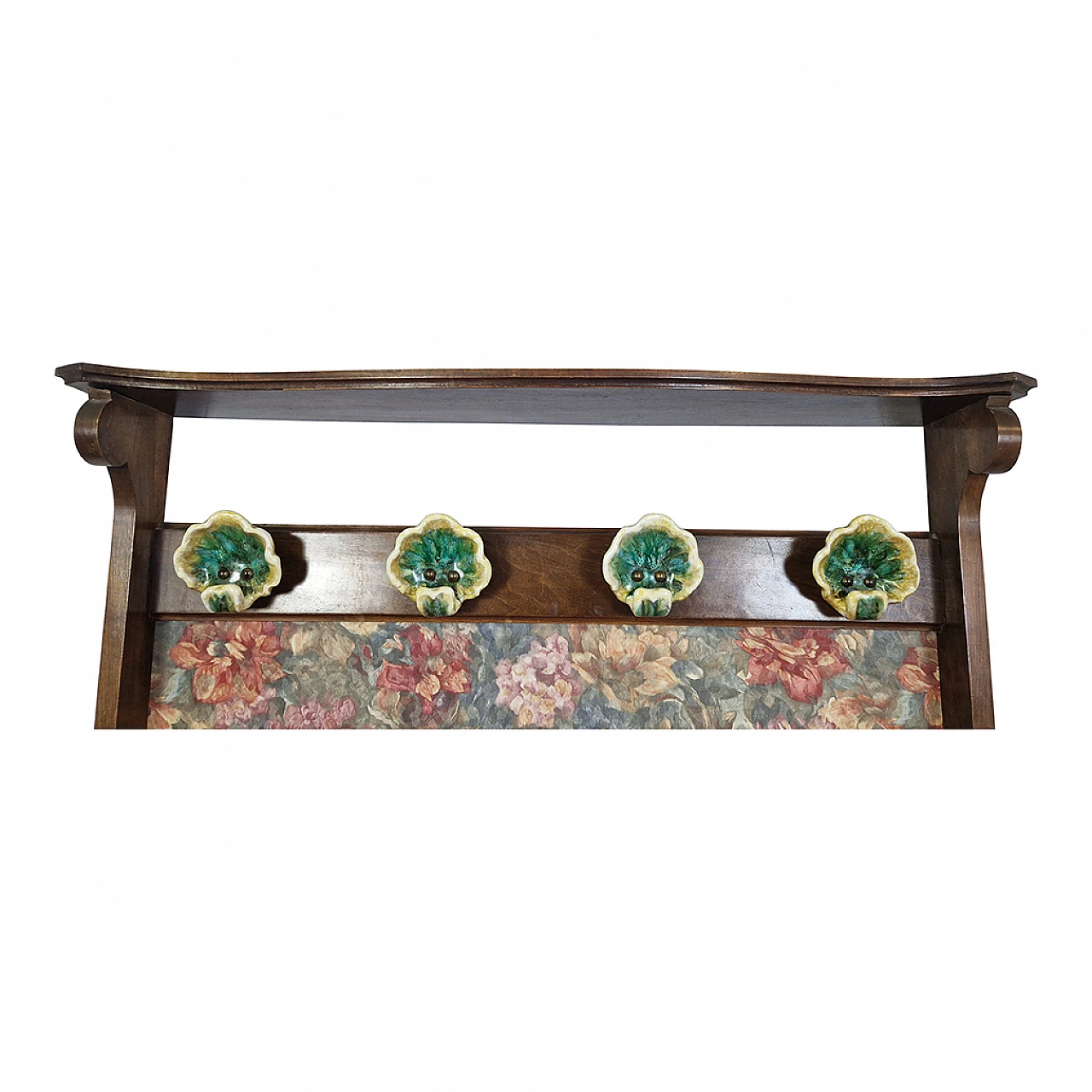 Attaccapanni vintage da parete con ganci in ceramica, anni '70 6