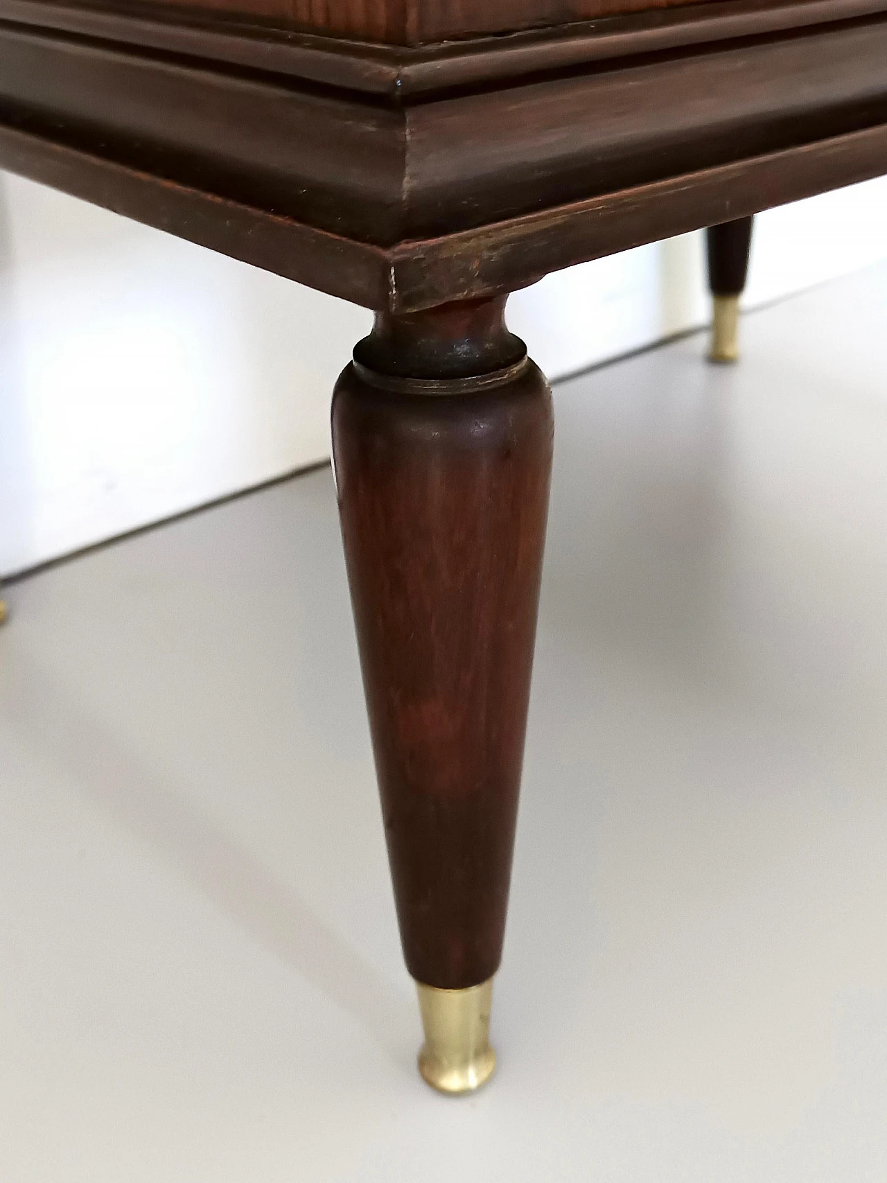 Pair of lack walnut nightstands with marble top, 1950s 13