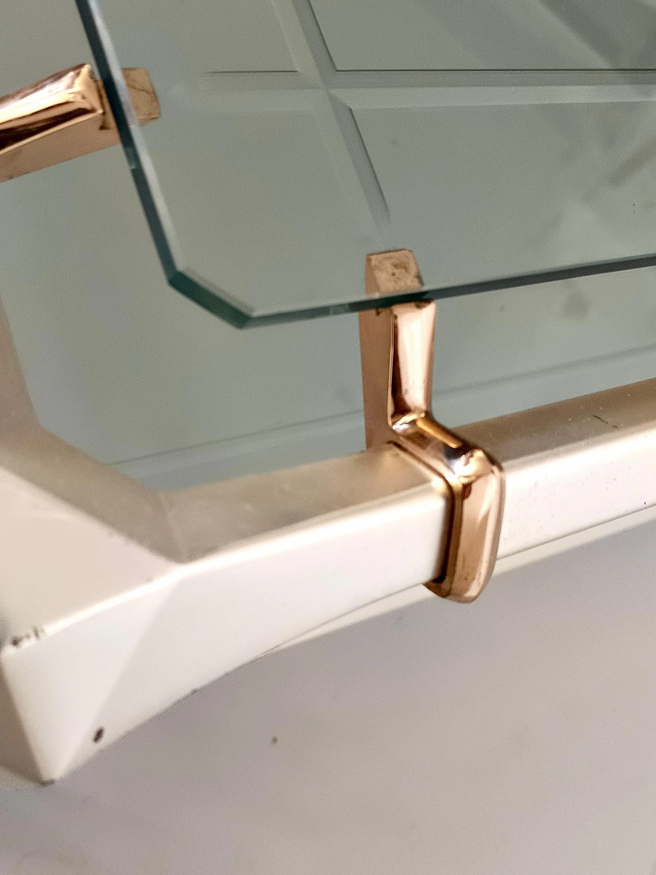 Engraved crystal and metal coffee table with lower shelf, 1990s 9