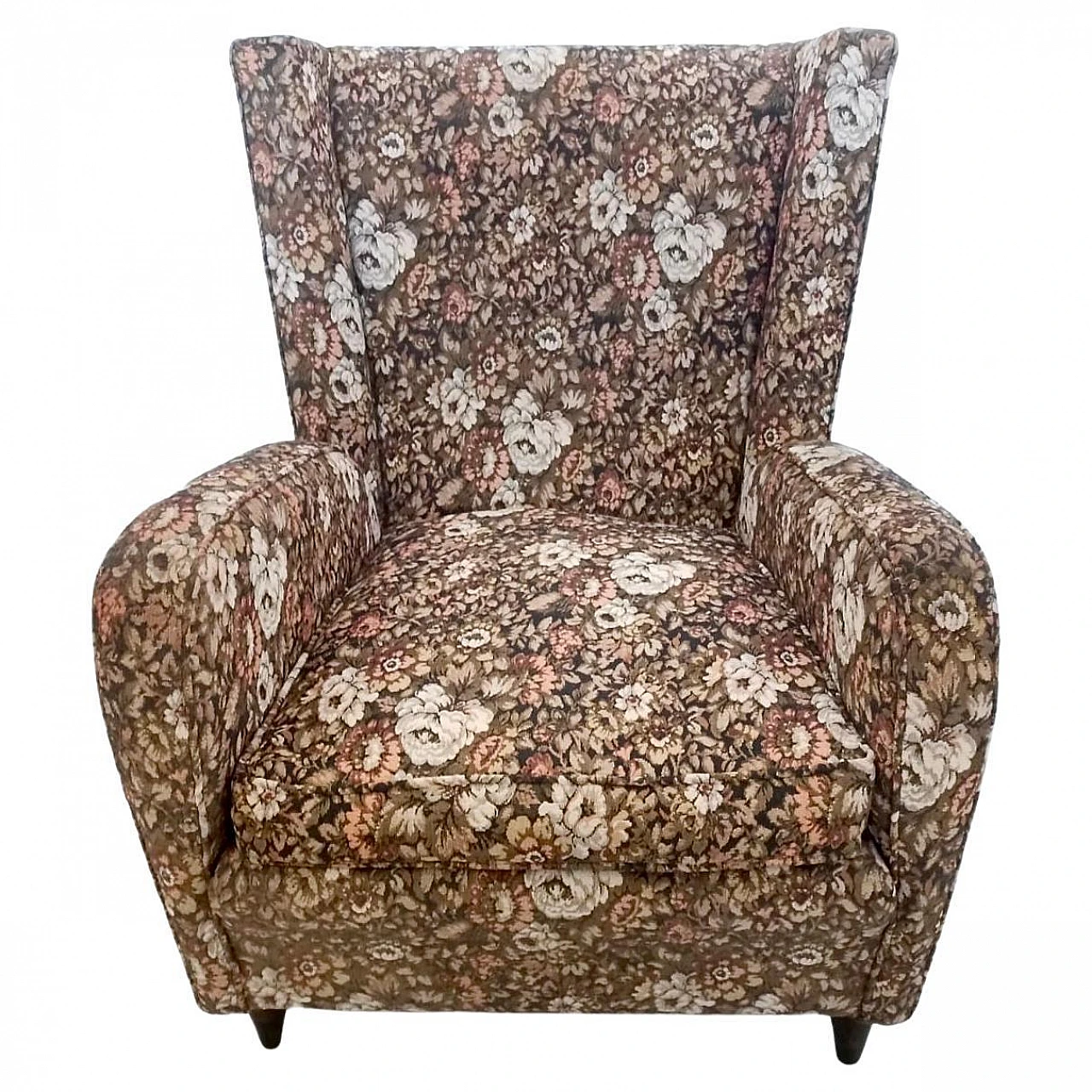 Armchair in floral fabric attributed to Paolo Buffa, 1950s 1