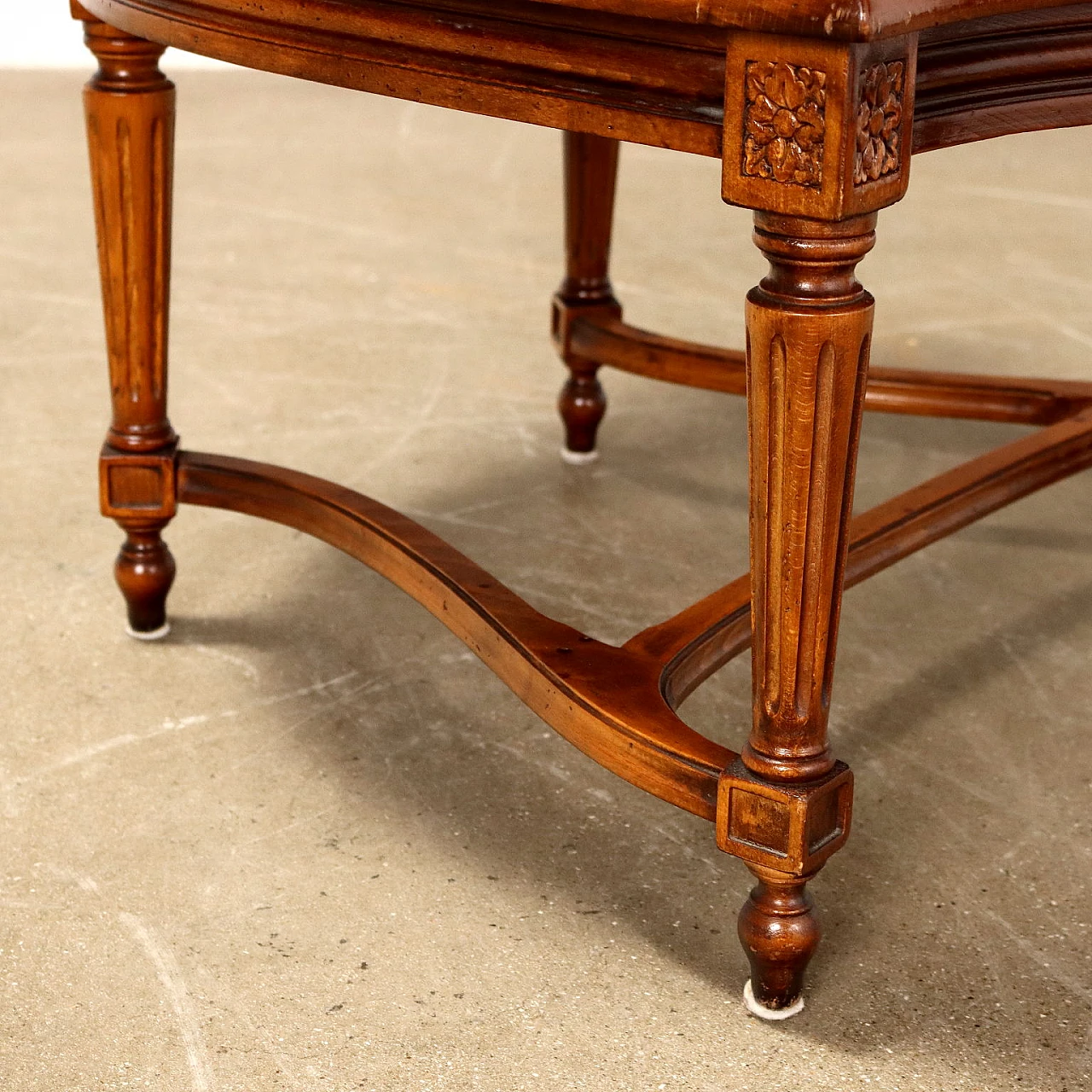 Neoclassical style armchair in carved beech wood & cane 7