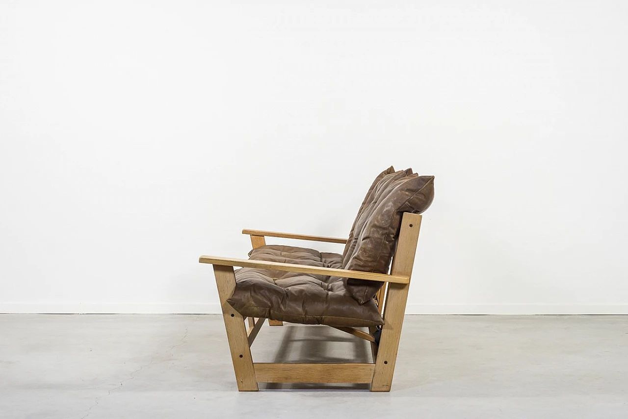 Divano a tre posti Mid-Century in quercia 3