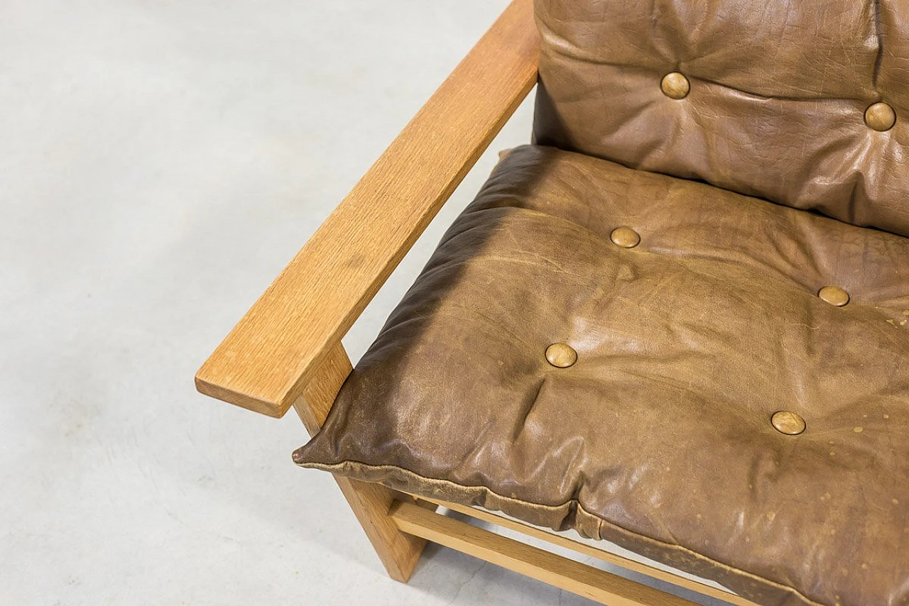 Divano a tre posti Mid-Century in quercia 7