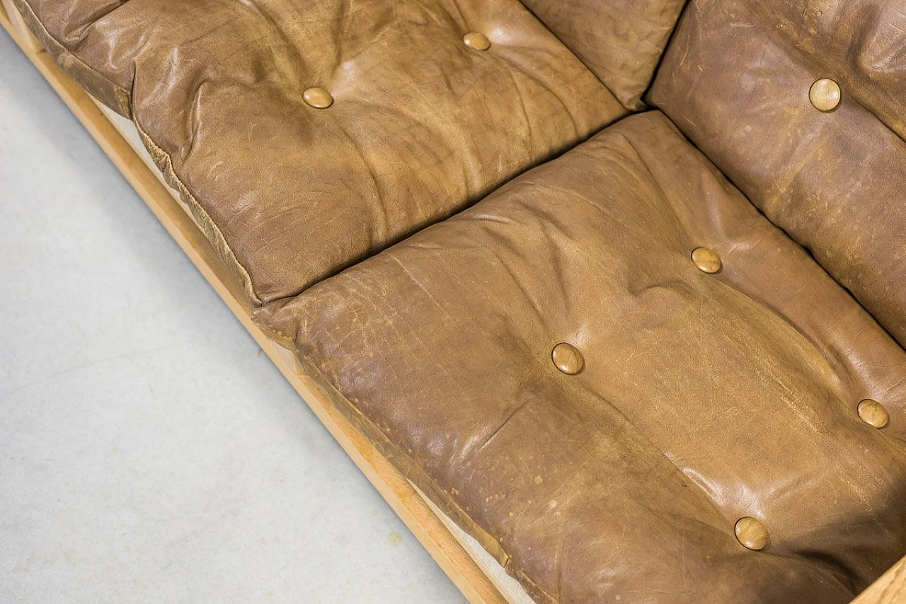 Divano a tre posti Mid-Century in quercia 8