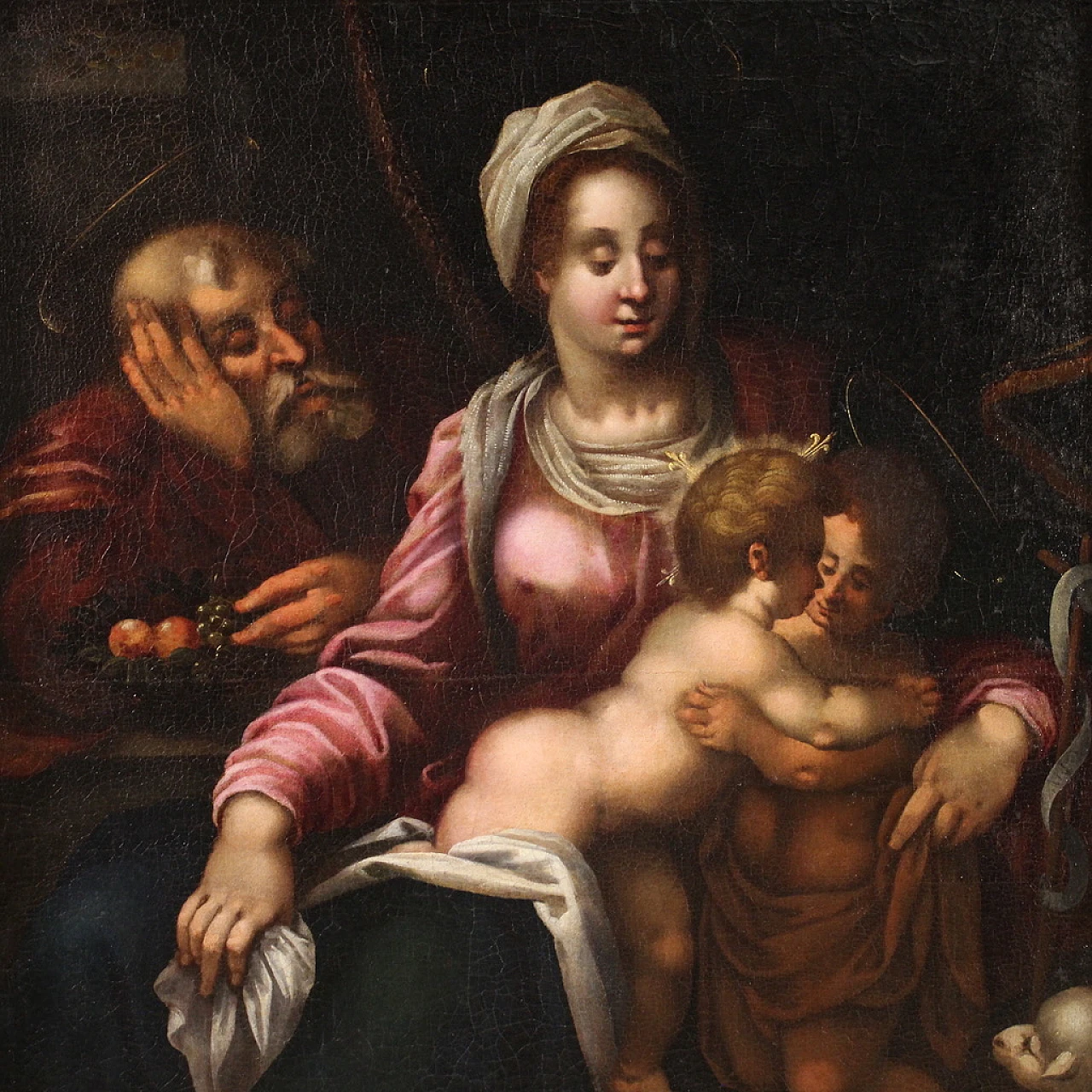 Tuscan school, Holy Family, Mannerist painting,  16th century 1