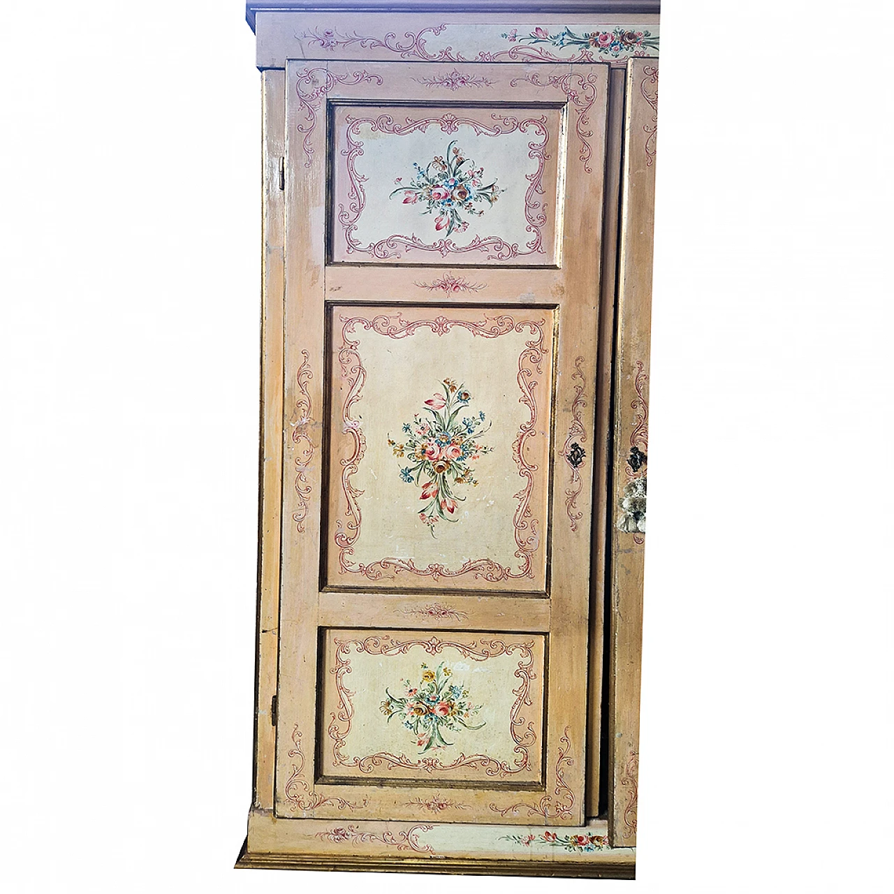 Armadio a due ante laccato in stile tirolese, fine '800 2