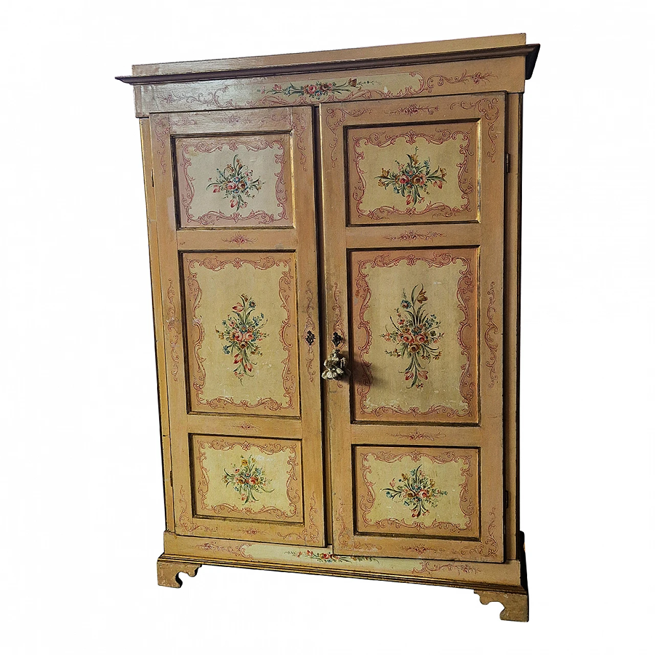 Armadio a due ante laccato in stile tirolese, fine '800 3