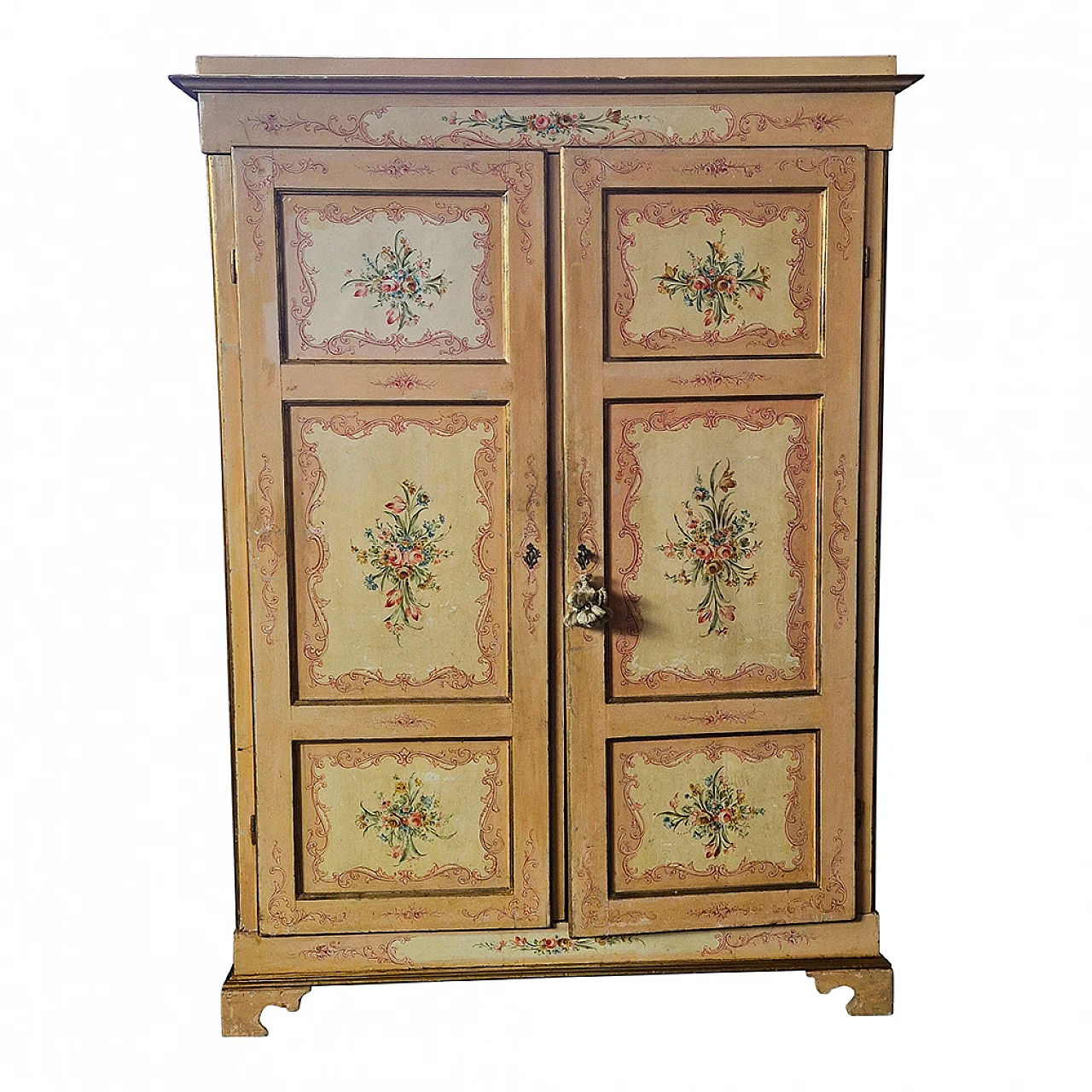 Armadio a due ante laccato in stile tirolese, fine '800 4