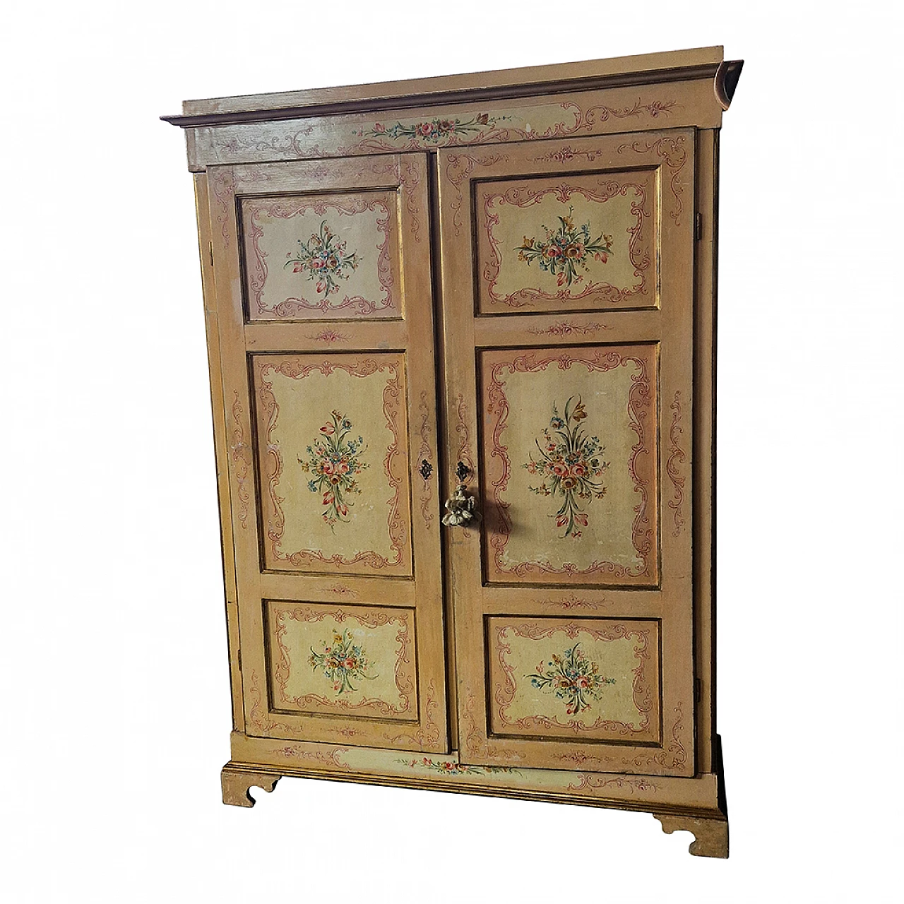 Armadio a due ante laccato in stile tirolese, fine '800 5