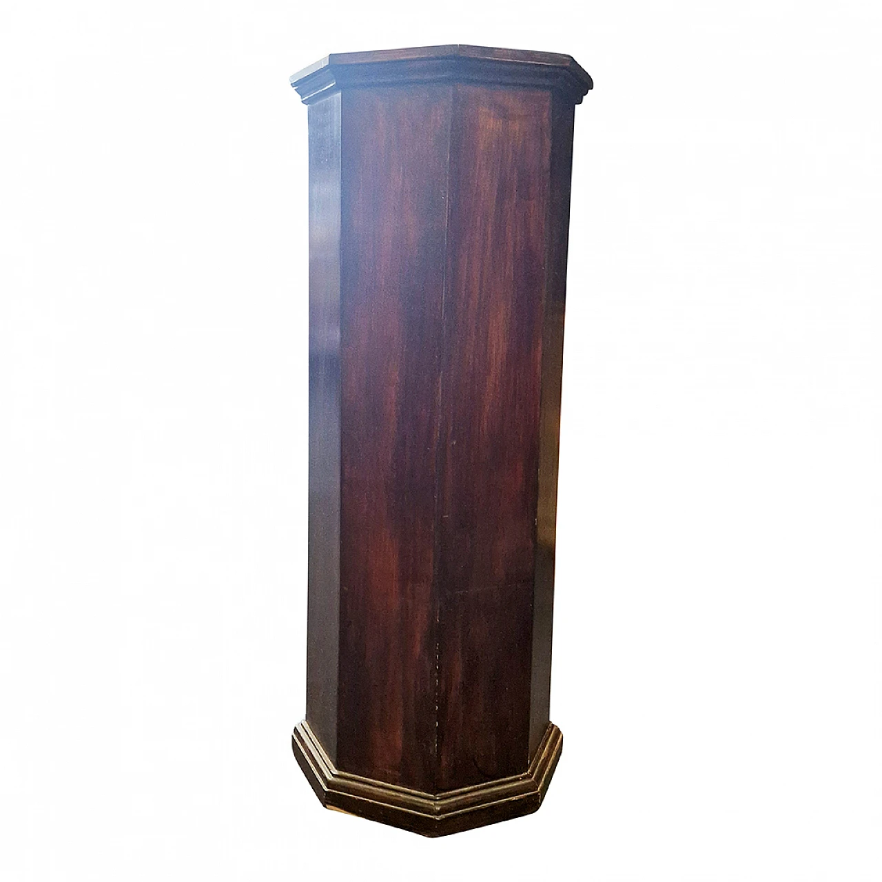 Octagonal stand column made of walnut wood, 19th century 3