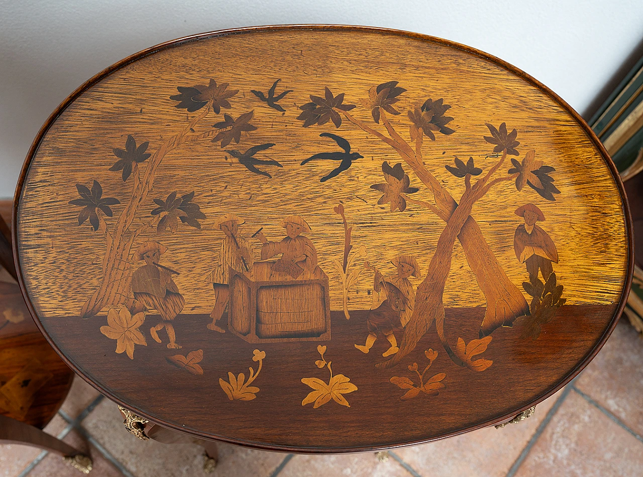 Coppia di comodini a fagiolo intarsiati Napoleone III, '800 3