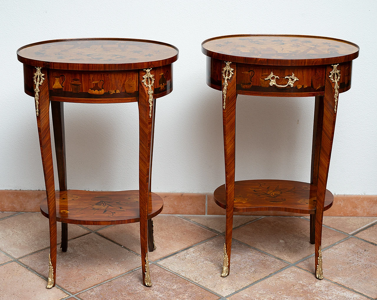 Coppia di comodini a fagiolo intarsiati Napoleone III, '800 6