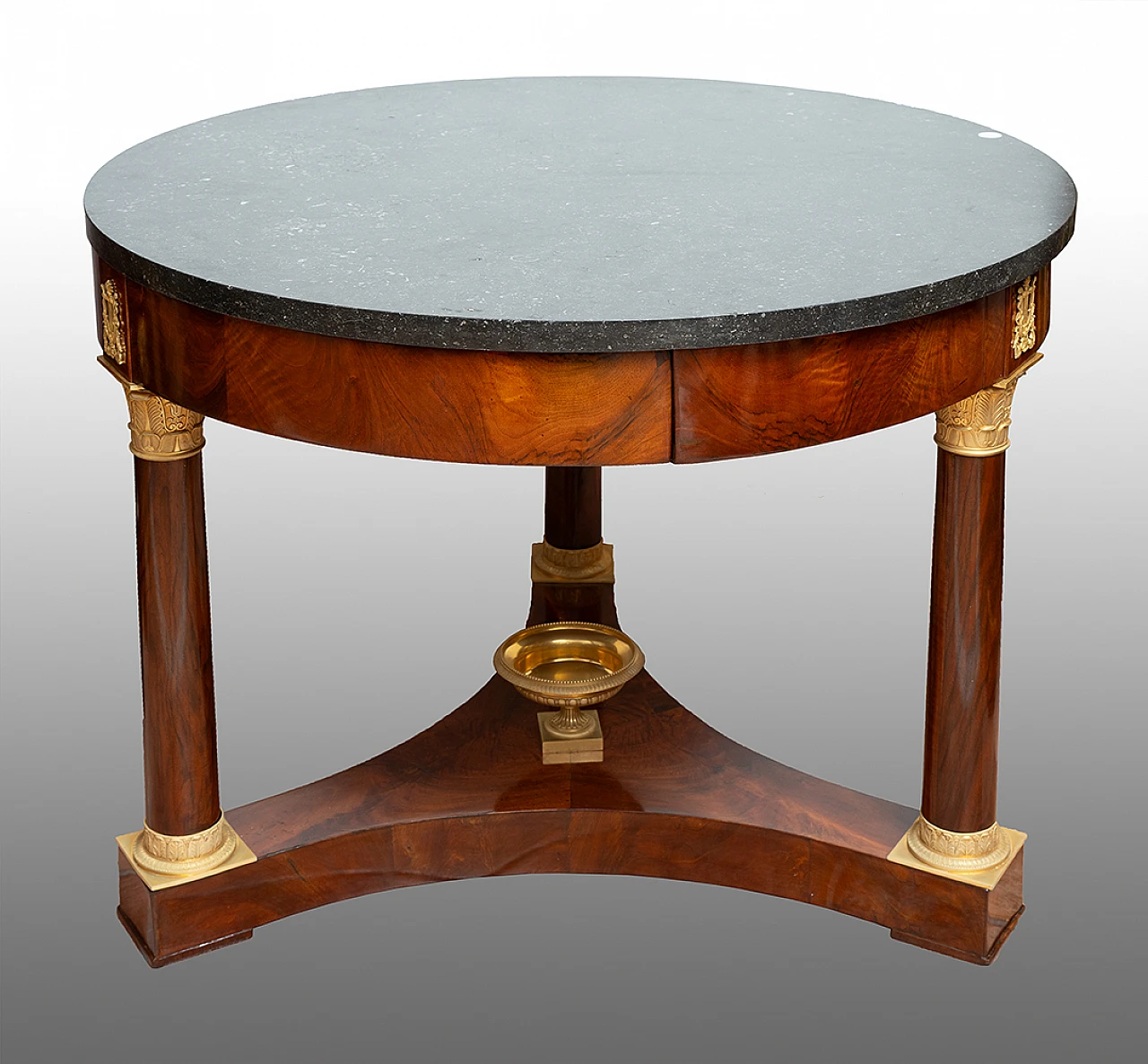 Empire coffee table in mahogany with black marble top, 19th century 1