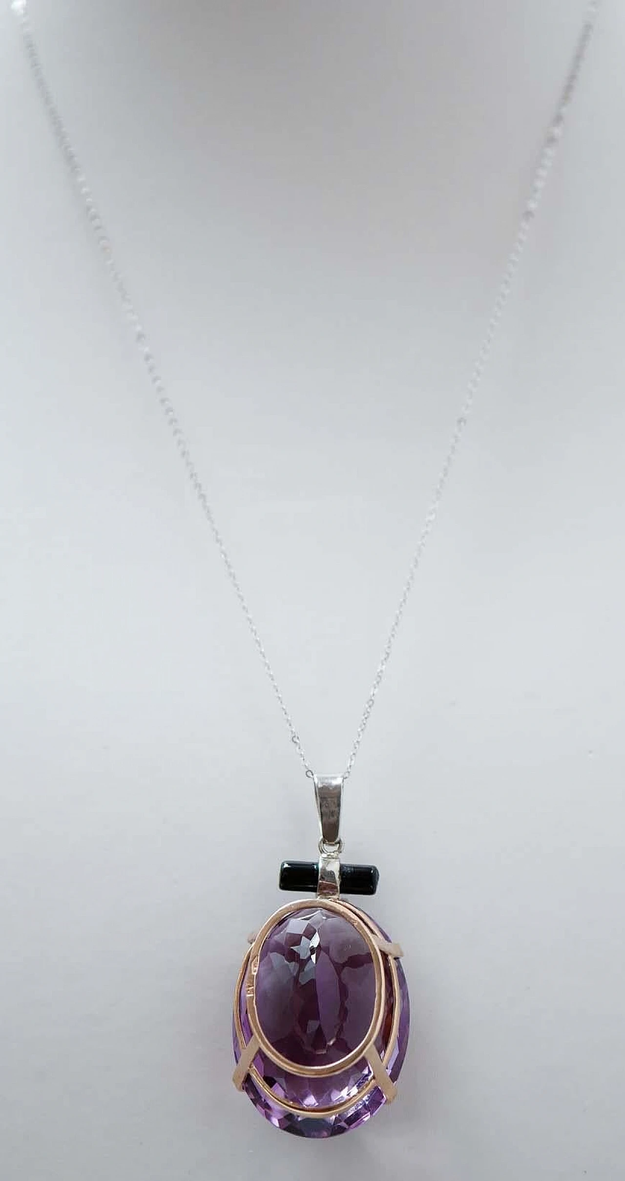 Ametista grande, Onice, Diamanti, Platino, Oro rosa 14 Kt e Ciondolo in oro bianco. 4