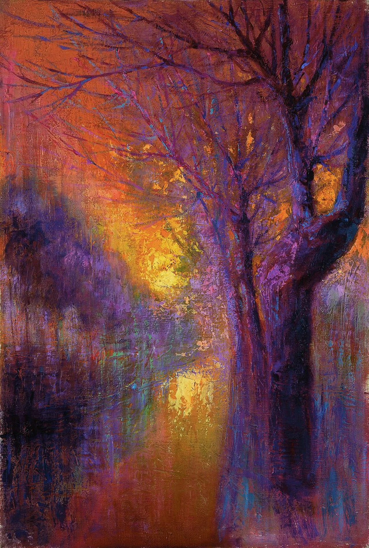 Yellow Tree by Renato Criscuolo, oil on Canvas, 2000s 1