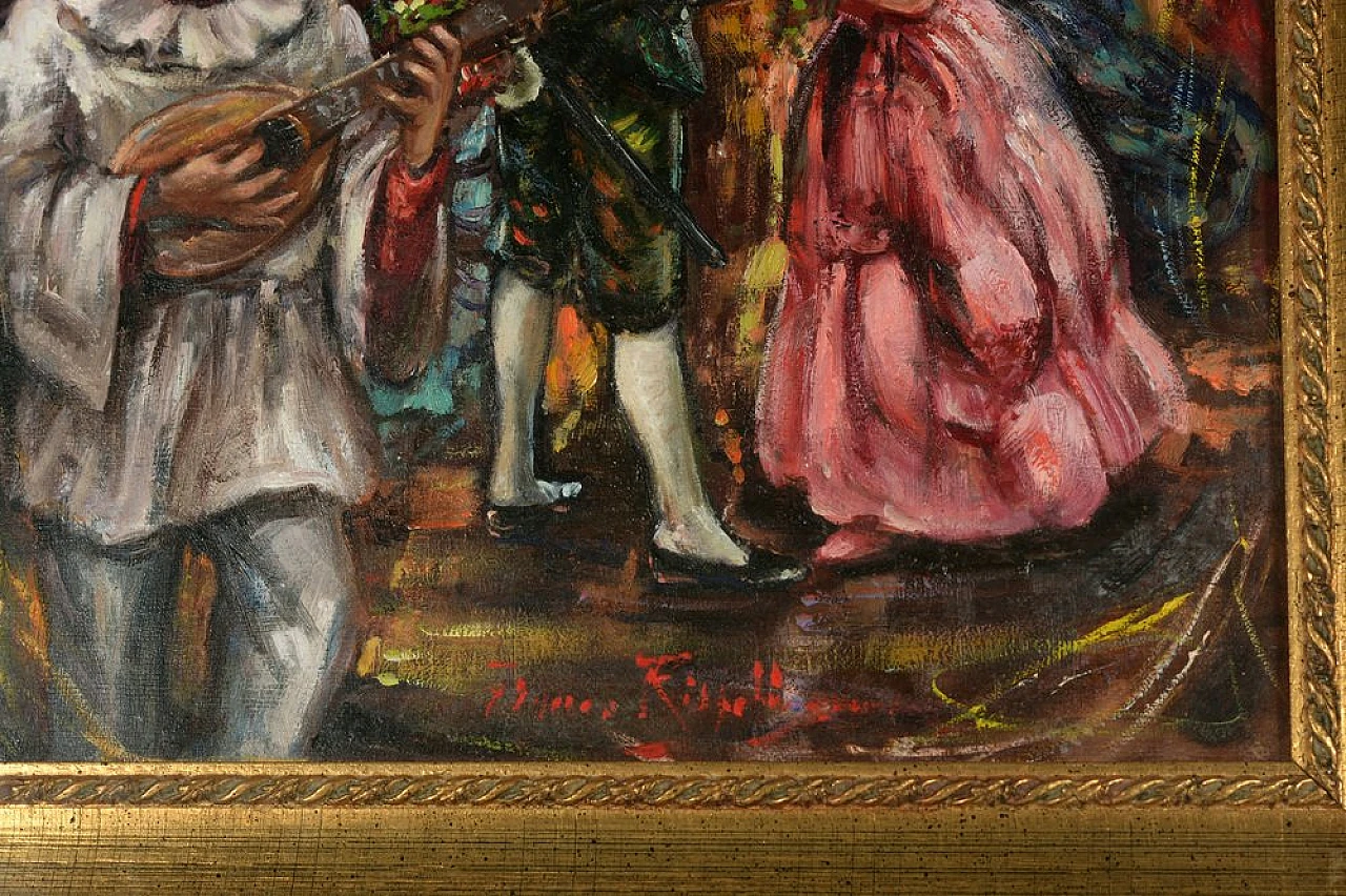 Alla festa con Pulcinella di Franco Rispoli, olio su tela, anni '40 6