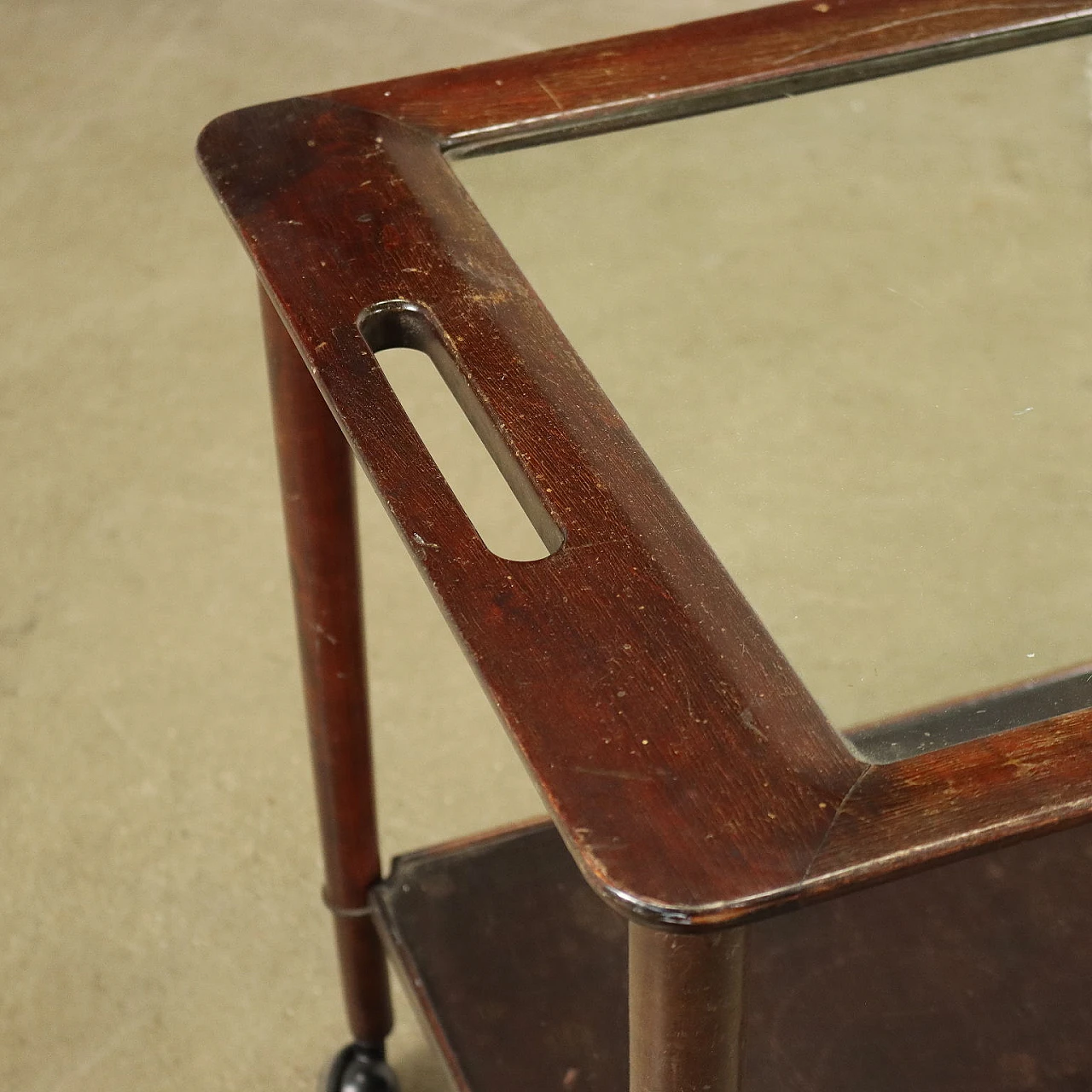 Serving cart with glass top, 1950s 3
