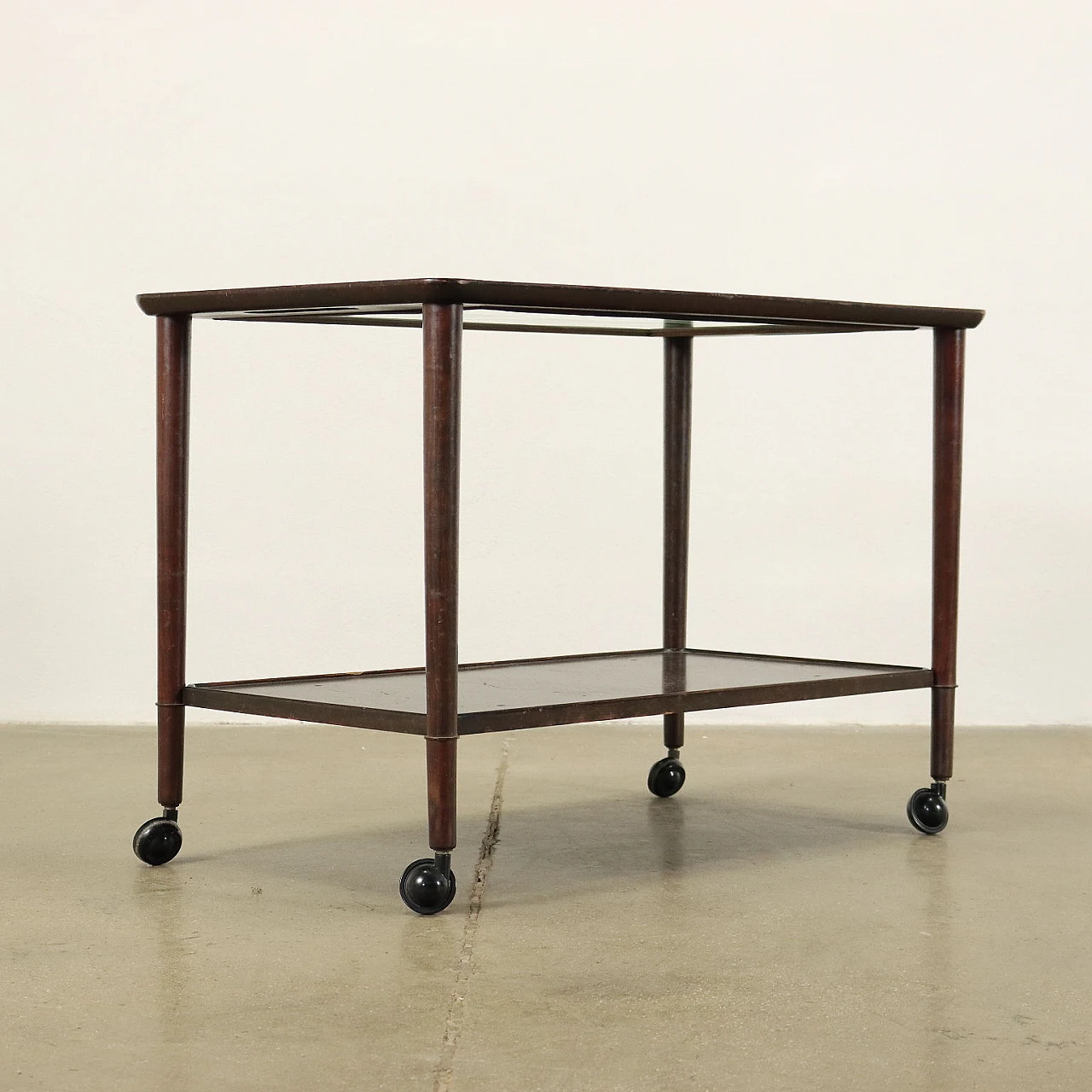 Serving cart with glass top, 1950s 7