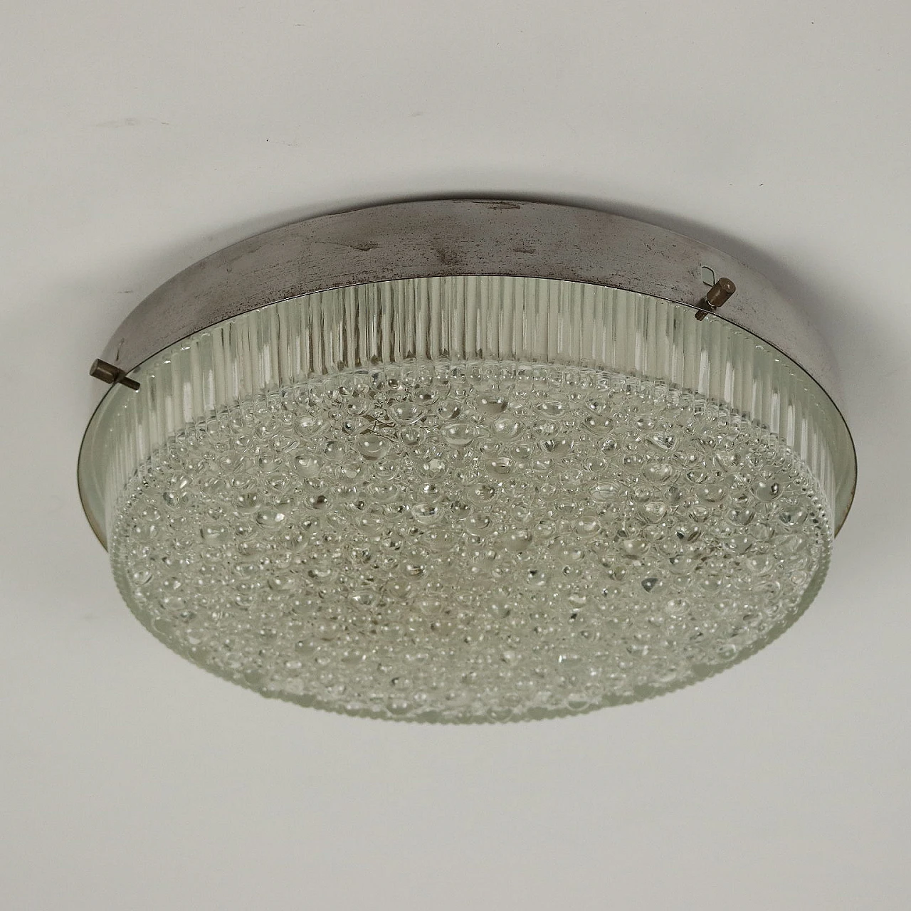 Round chromed metal and glass lamp, 1960s 3