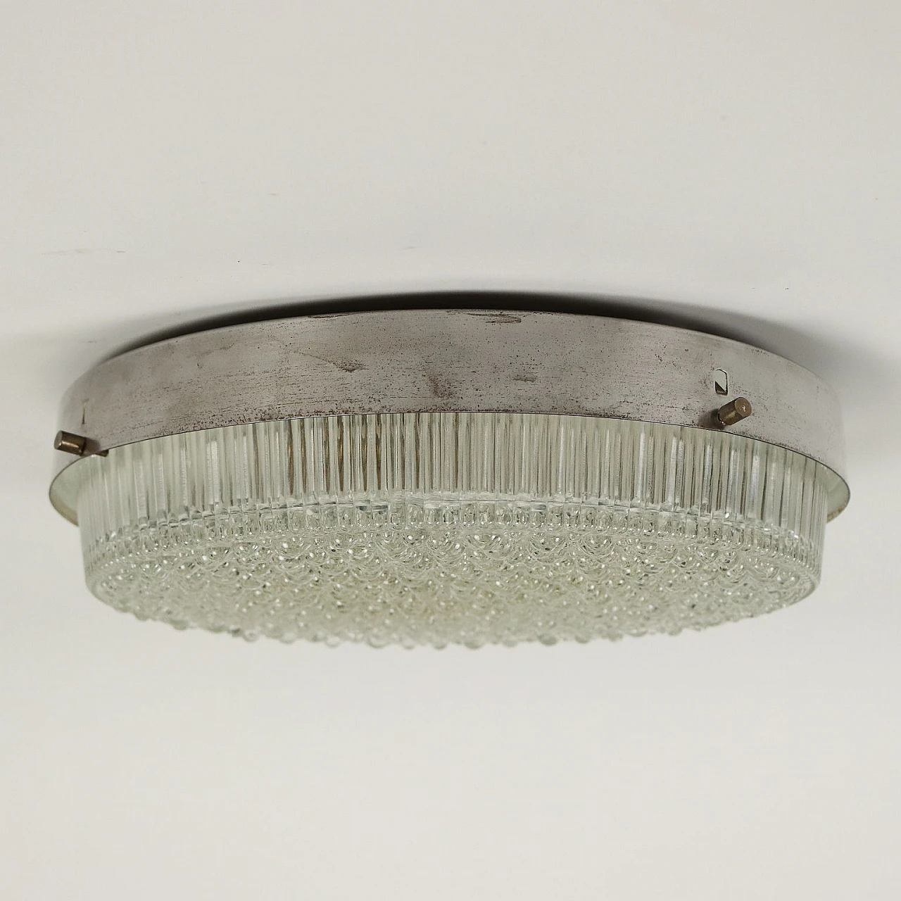 Round chromed metal and glass lamp, 1960s 7