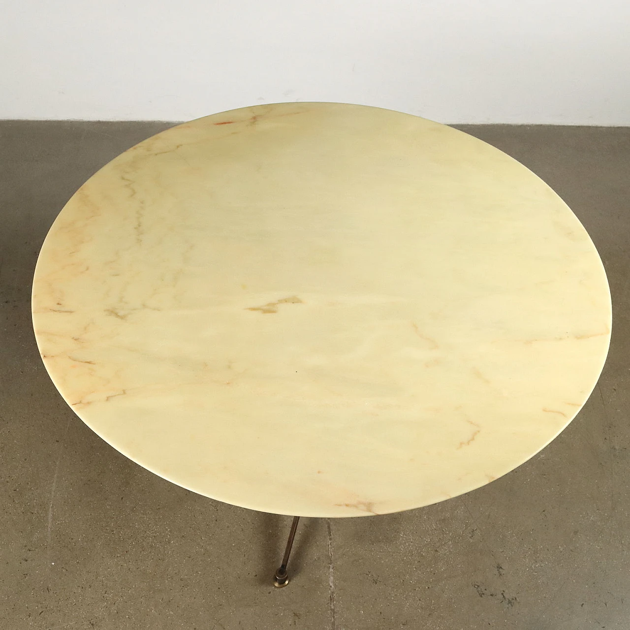 Round metal table with onyx top, 1970s 3