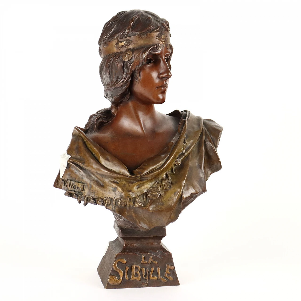Bronze bust depicting The Sibyl by Emmanuel Villanis 1