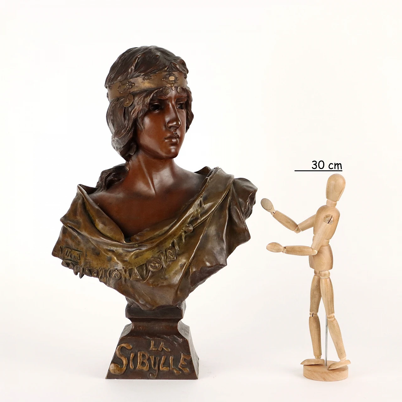 Bronze bust depicting The Sibyl by Emmanuel Villanis 2