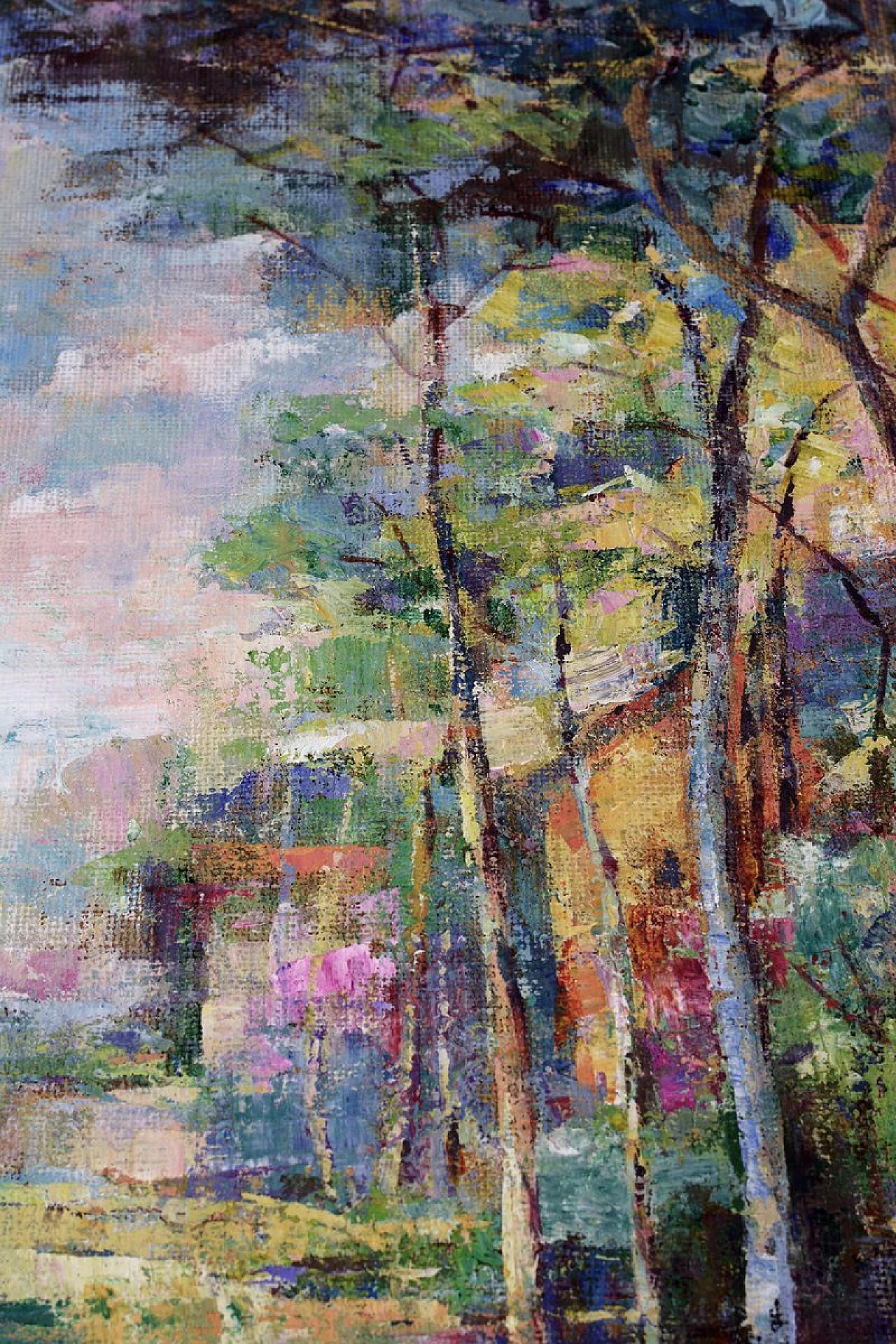 Paesaggio di Alfonso Pragliola, pittura mista su tela, anni 2000 2